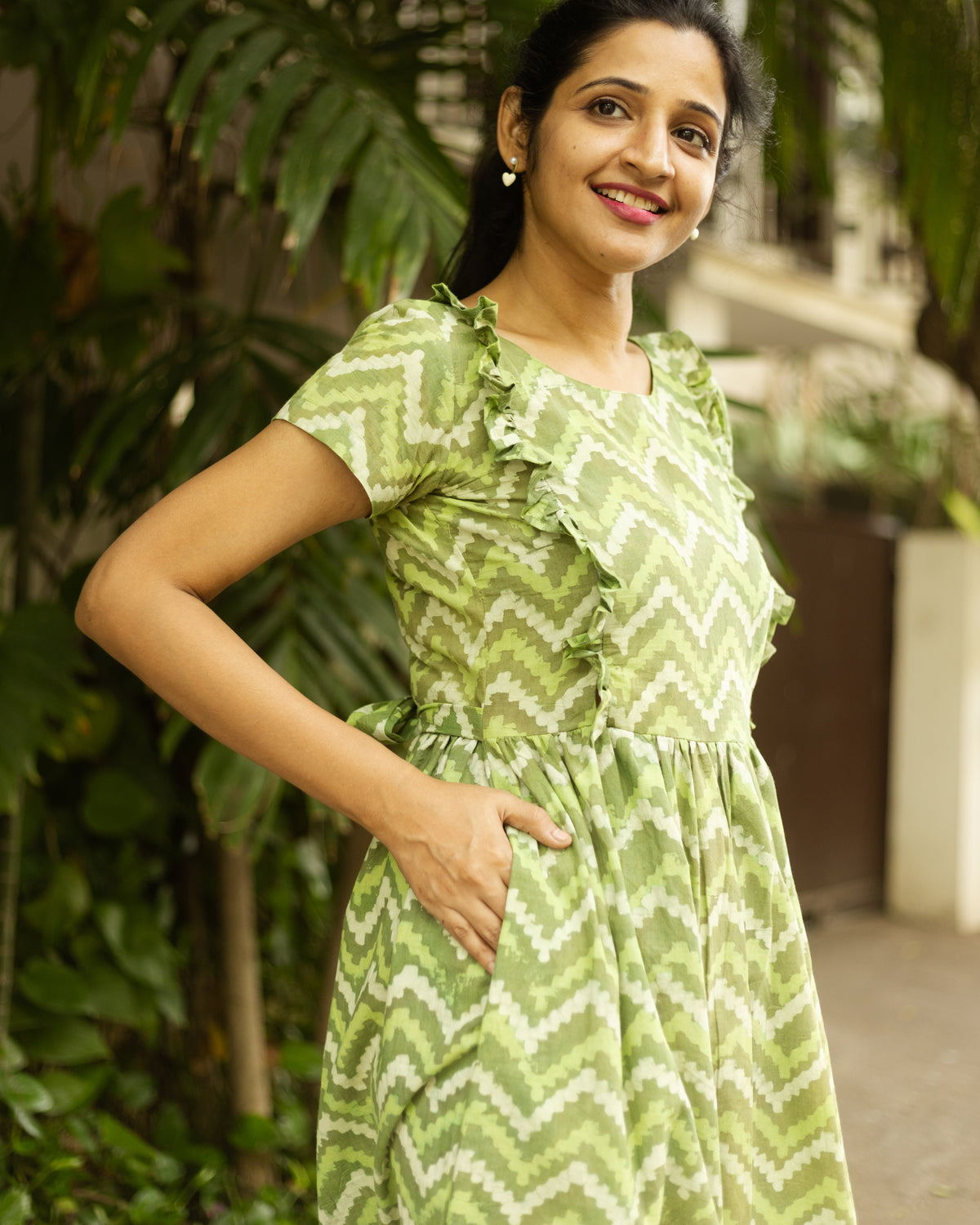 Abheri Green - Cotton Feeding Dress