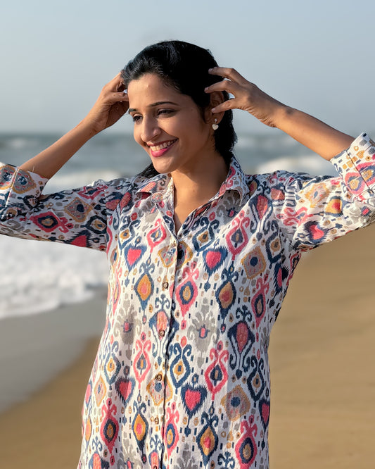 Ivory Glaze - Cotton Shirt Dress - Feeding & Regular