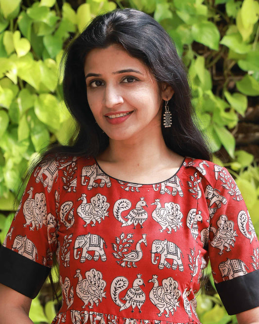 Meera : Kalamkari Dress - Regular