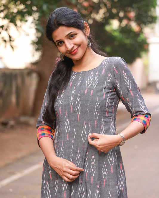 Shakti - Grey Ikat Kurti - Feeding