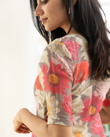 cotton maxi dress india, lightweight handloom cotton dress, sustainable cotton clothing india, eco friendly cotton dress, everyday cotton kurti, office wear cotton kurti, festive floral cotton dress, floral ikat cotton dress, pastel floral dress, elegant cotton dress for festivals, Feeding friendly , Affordable clothing, Chennai brands, Chennai clothing brands