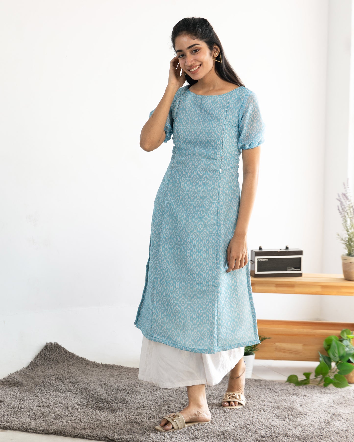 Azure Bloom - Blue Kurti - Feeding