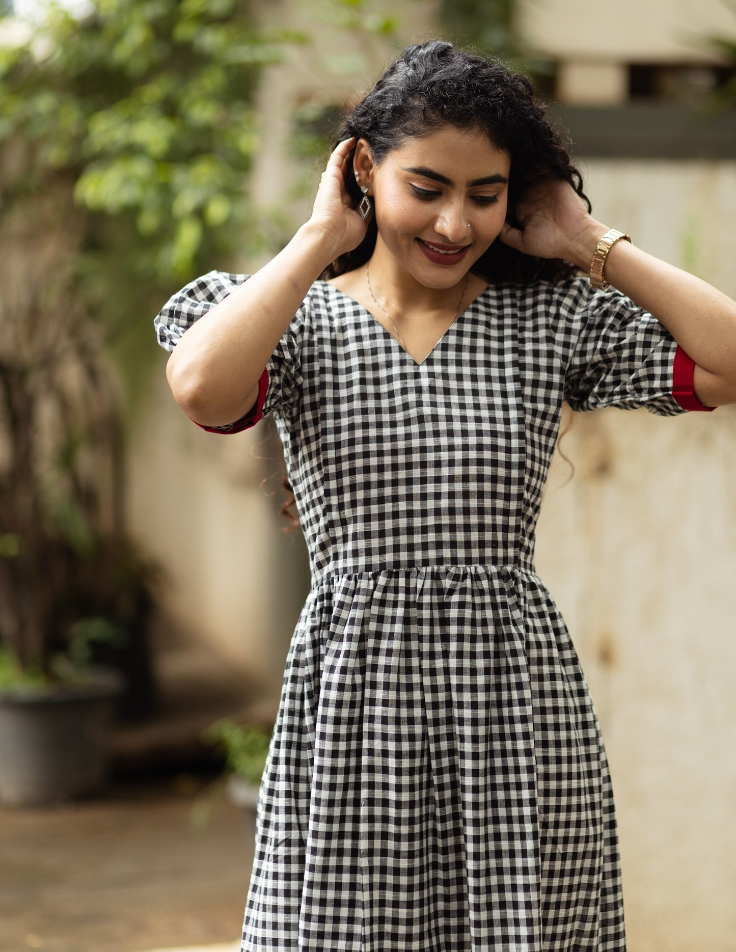 Dvithi : Cotton Checks Dress - Regular