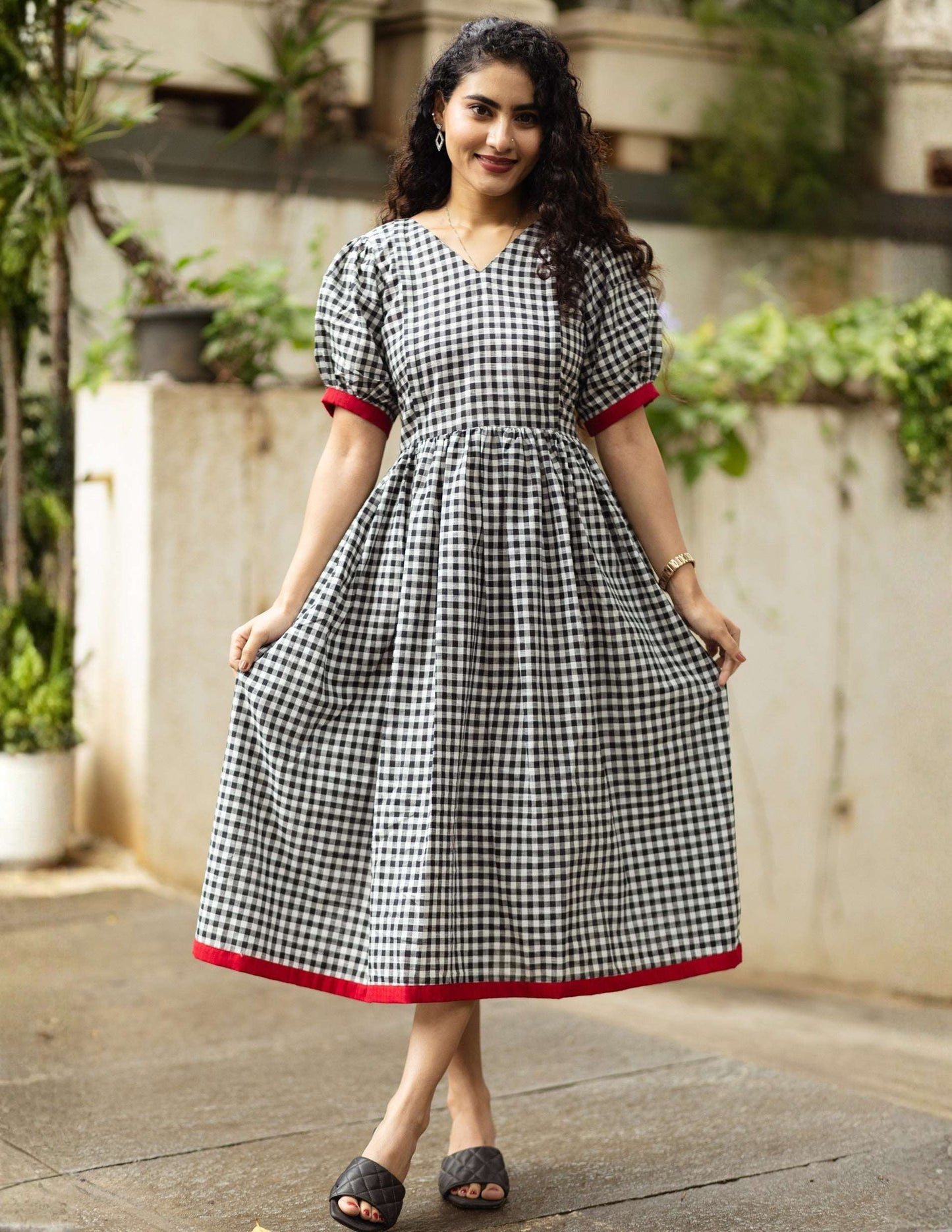 Dvithi - Cotton Checks Dress - Feeding