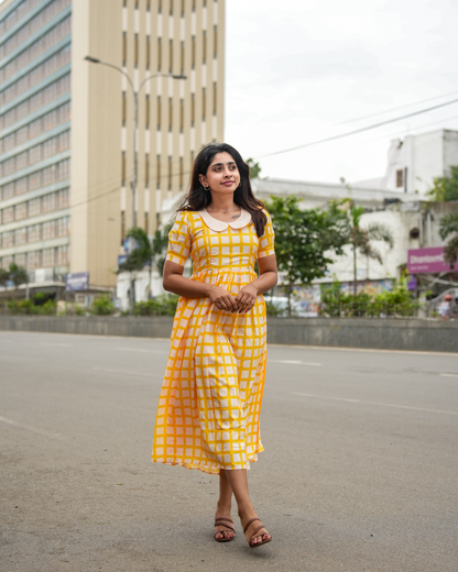 cotton maxi dress india, lightweight handloom cotton dress, sustainable cotton clothing india, eco friendly cotton dress, everyday cotton kurti, office wear cotton kurti, festive floral cotton dress, floral ikat cotton dress, pastel floral dress, elegant cotton dress for festivals, Feeding friendly , Affordable clothing, Chennai brands, Chennai clothing brands