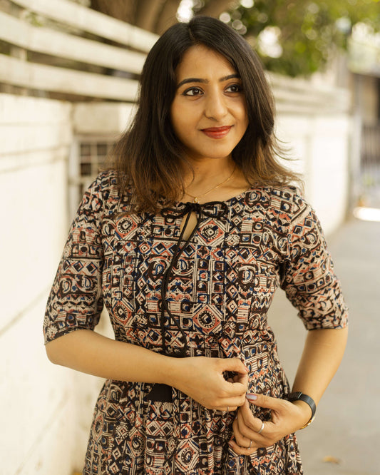Black Pearl - Kalamkari Feeding Dress / Kurti