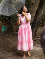 Load image into Gallery viewer, feeding dress, feeding friendly dress, nursing friendly cotton dress, feeding kurti, feeding friendly kurti, maternity friendly dress, cotton festive dress, festive cotton kurti, festive collection dress, south indian festive wear, traditional cotton dress, ethnic cotton kurti, indian wear for women, boho cotton dress, casual cotton floral dress, pure cotton floral kurti, breathable cotton summer dress, soft cotton floral frock, cotton ikat frock, printed cotton kurti for women, cotton anarkali dress
