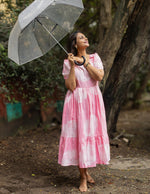 Load image into Gallery viewer, cotton floral dress, floral cotton dress for women, indian floral dress, south indian cotton dress, ikat dress, ikat cotton dress, ikat kurti, ikat cotton kurti, handwoven ikat dress, pochampally ikat kurti, mangalagiri cotton dress, mangalagiri cotton kurti, narayanpet cotton dress, narayanpet cotton kurti, chettinad cotton dress, chettinad cotton kurti, kalamkari cotton dress, kalamkari kurti, block print cotton dress, block print cotton kurti, handloom cotton dress, handloom cotton kurti, feeding dress, 
