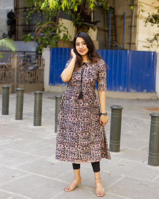 Black Pearl - Kalamkari Feeding Dress / Kurti