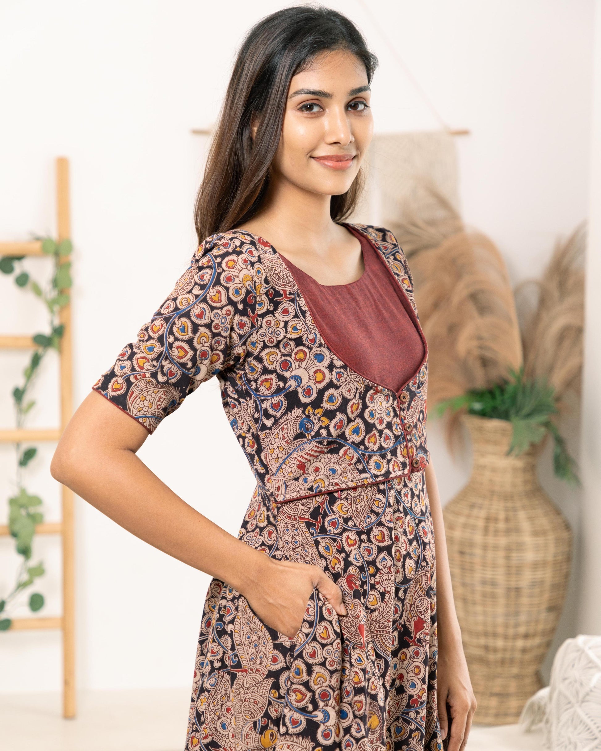 cotton floral dress, floral cotton dress for women, indian floral dress, south indian cotton dress, ikat dress, ikat cotton dress, ikat kurti, ikat cotton kurti, handwoven ikat dress, pochampally ikat kurti, mangalagiri cotton dress, mangalagiri cotton kurti, narayanpet cotton dress, narayanpet cotton kurti, chettinad cotton dress, chettinad cotton kurti, kalamkari cotton dress, kalamkari kurti, block print cotton dress, block print cotton kurti, handloom cotton dress, handloom cotton kurti, feeding dress, 