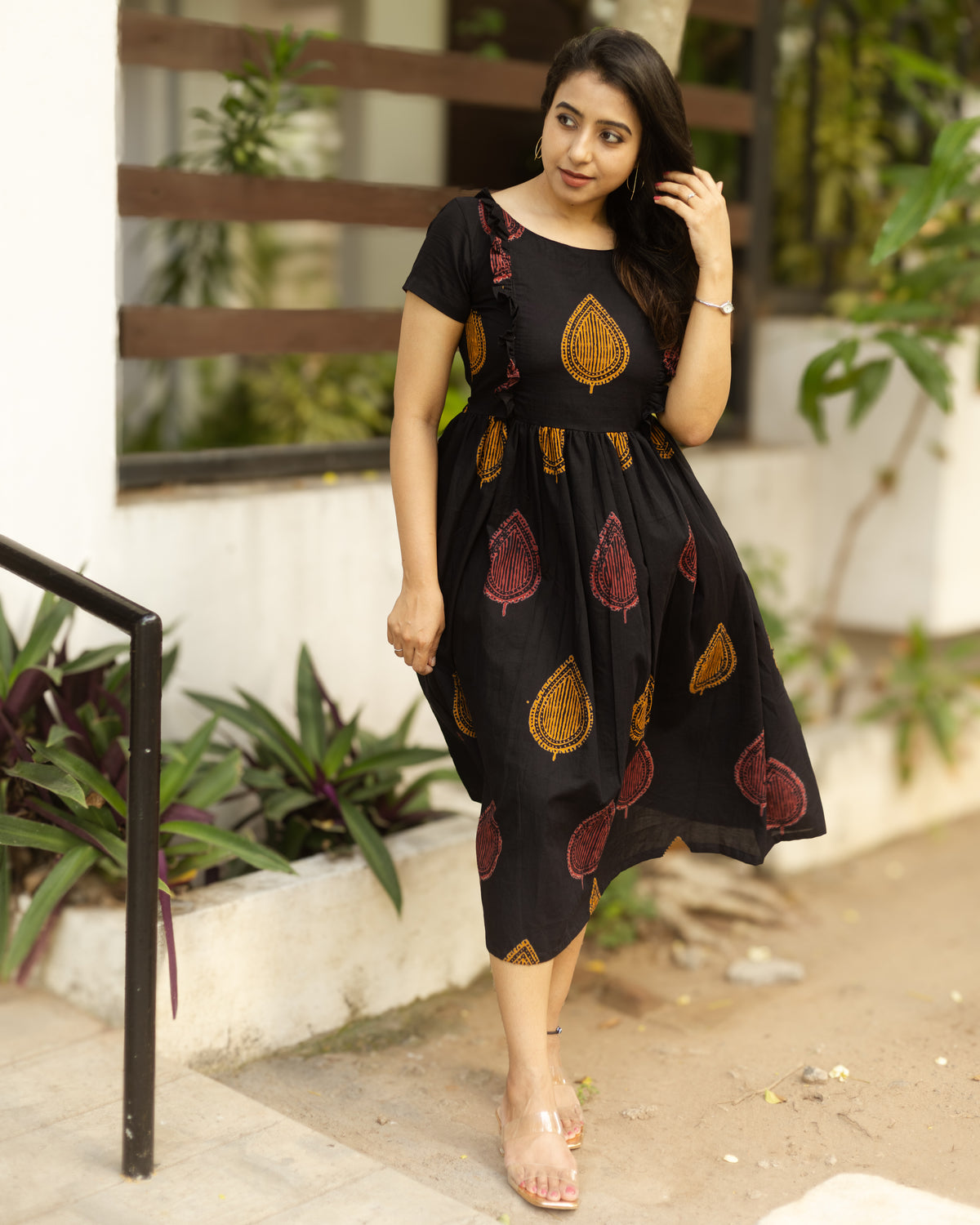 Abheri Black - Cotton Feeding Dress