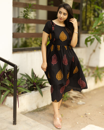 Abheri Black - Cotton Feeding Dress