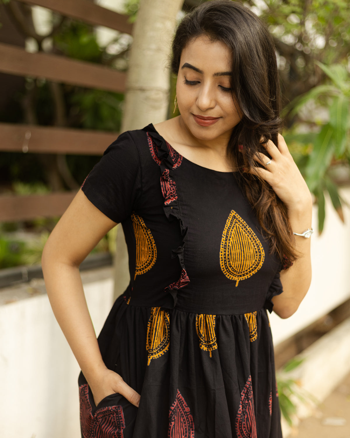 Abheri Black - Cotton Feeding Dress