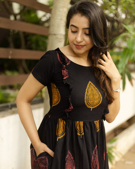 Abheri Black - Cotton Regular Dress