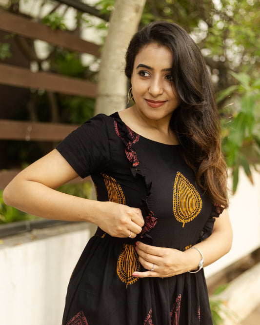 Abheri Black - Cotton Feeding Dress