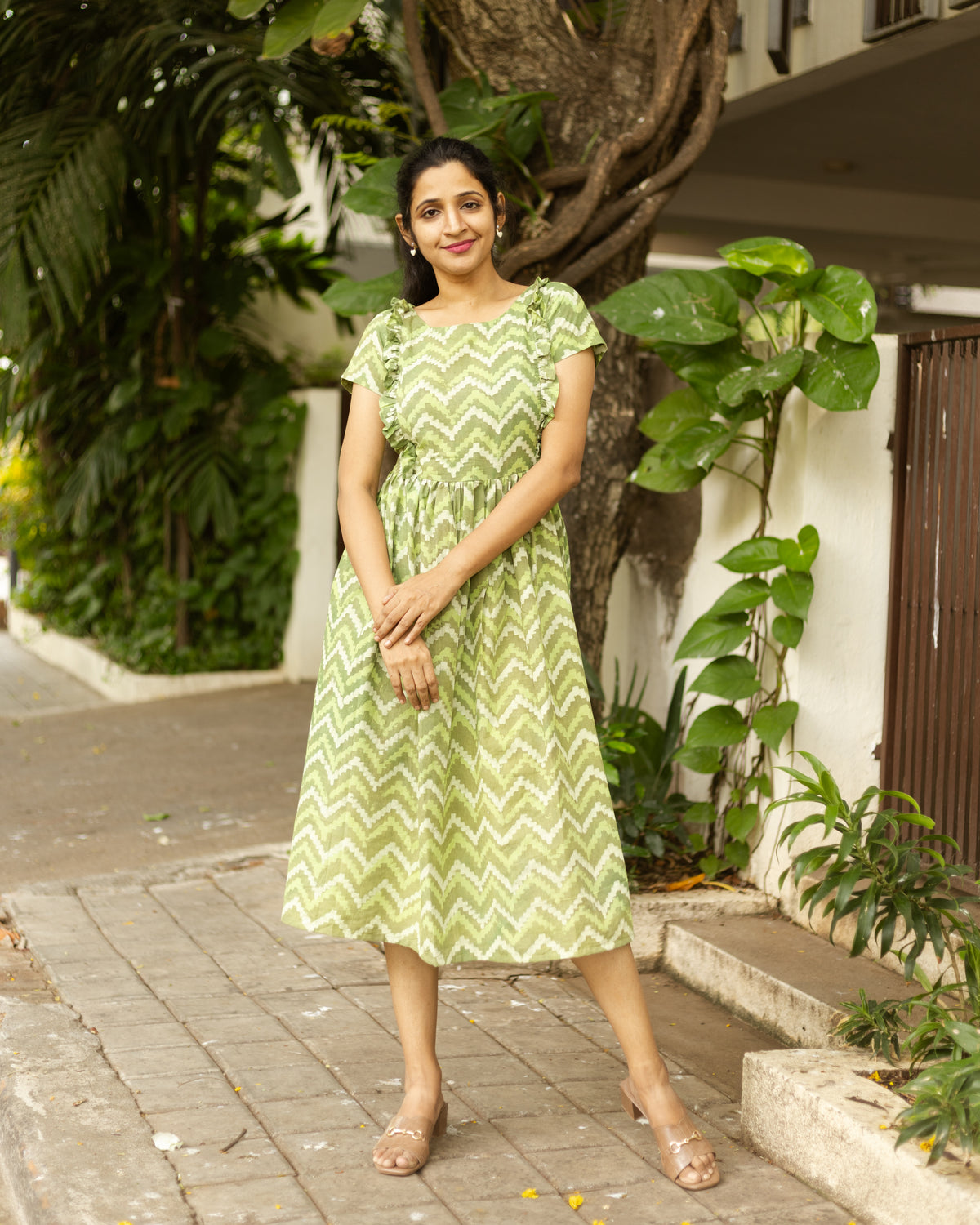 Abheri Green - Cotton Feeding Dress