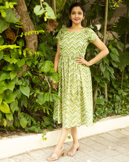 Abheri Green - Cotton Feeding Dress