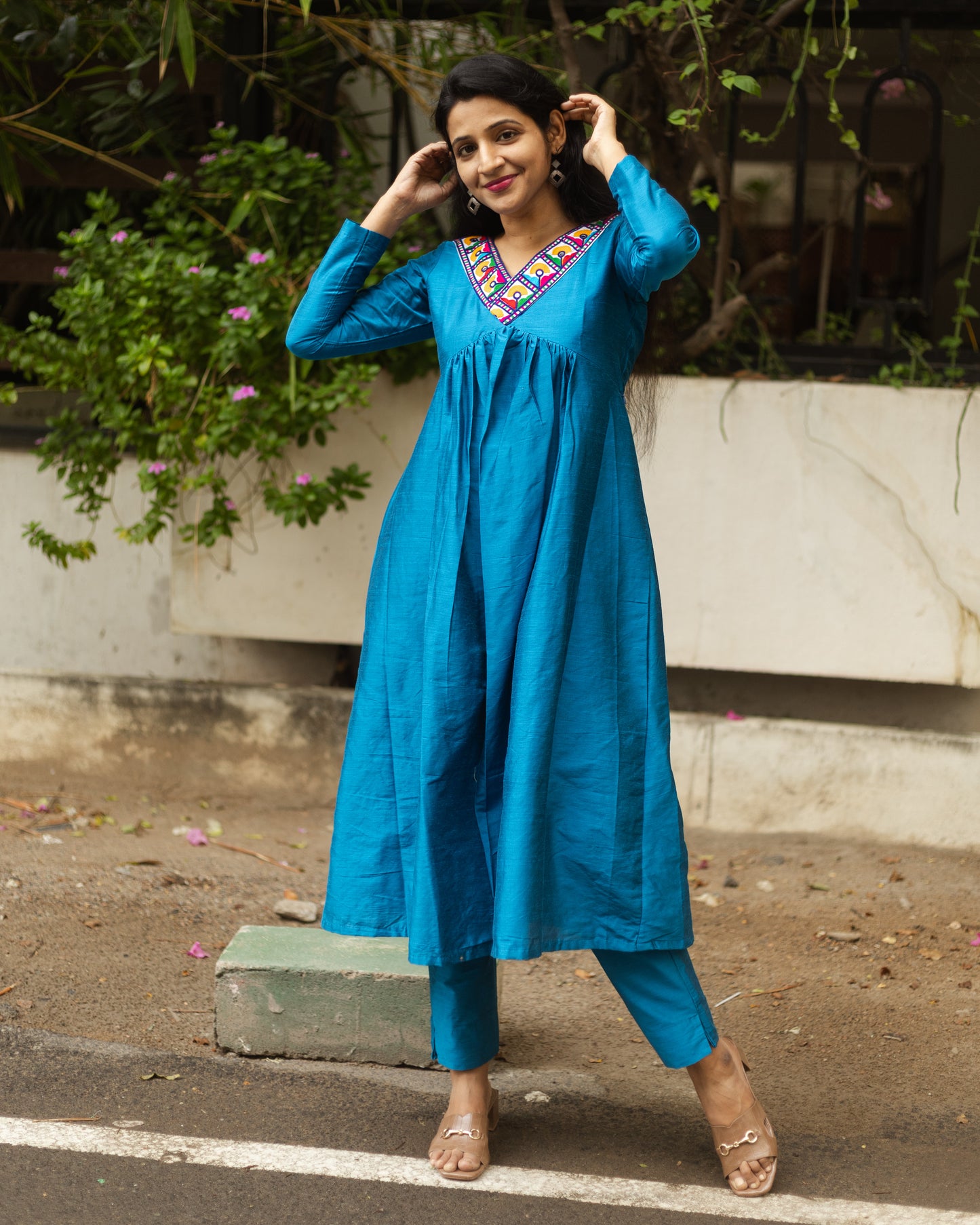 Amrita Blue - Raw Silk Feeding Kurti set