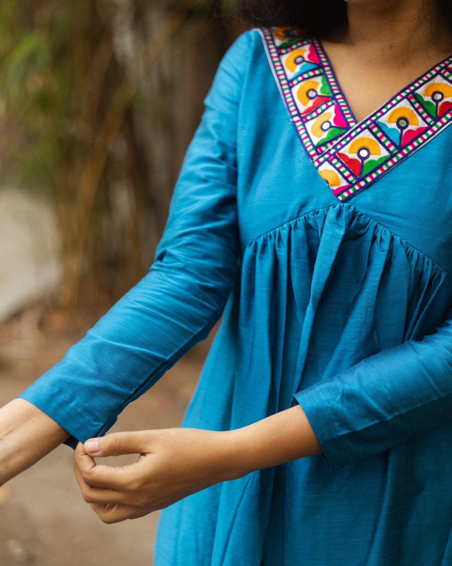 Amrita Blue - Raw Silk Feeding Kurti set