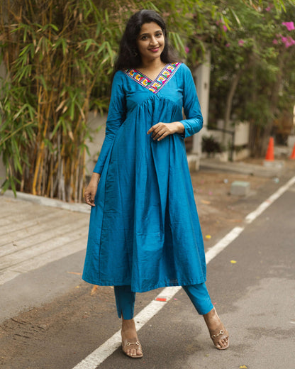 Amrita Blue - Raw Silk Feeding Kurti set