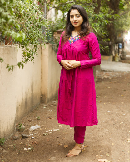 Amrita Pink - Raw Silk Feeding Kurti set