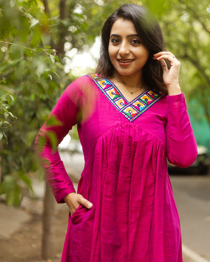 Amrita Pink - Raw Silk Feeding Kurti set