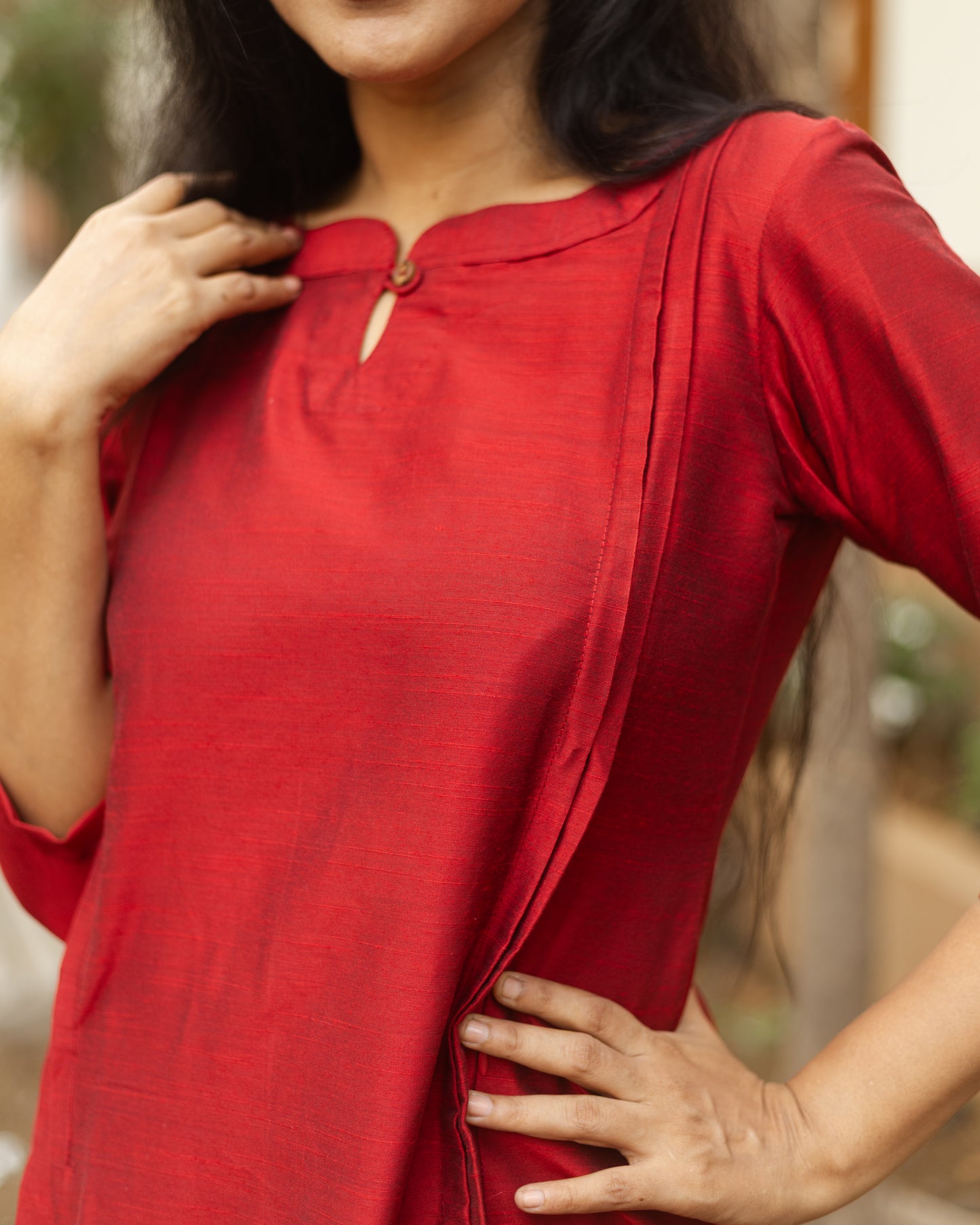 Arabhi - Raw Silk Feeding Kurti Set