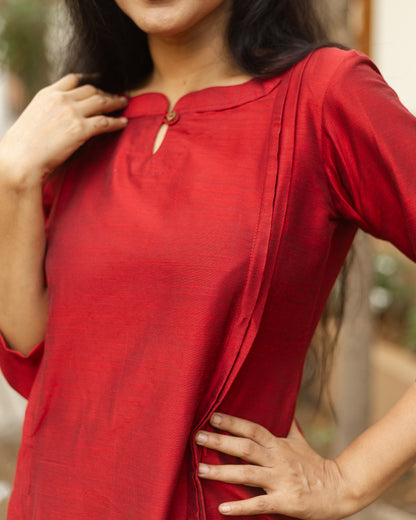 Arabhi - Raw Silk Feeding Kurti Set