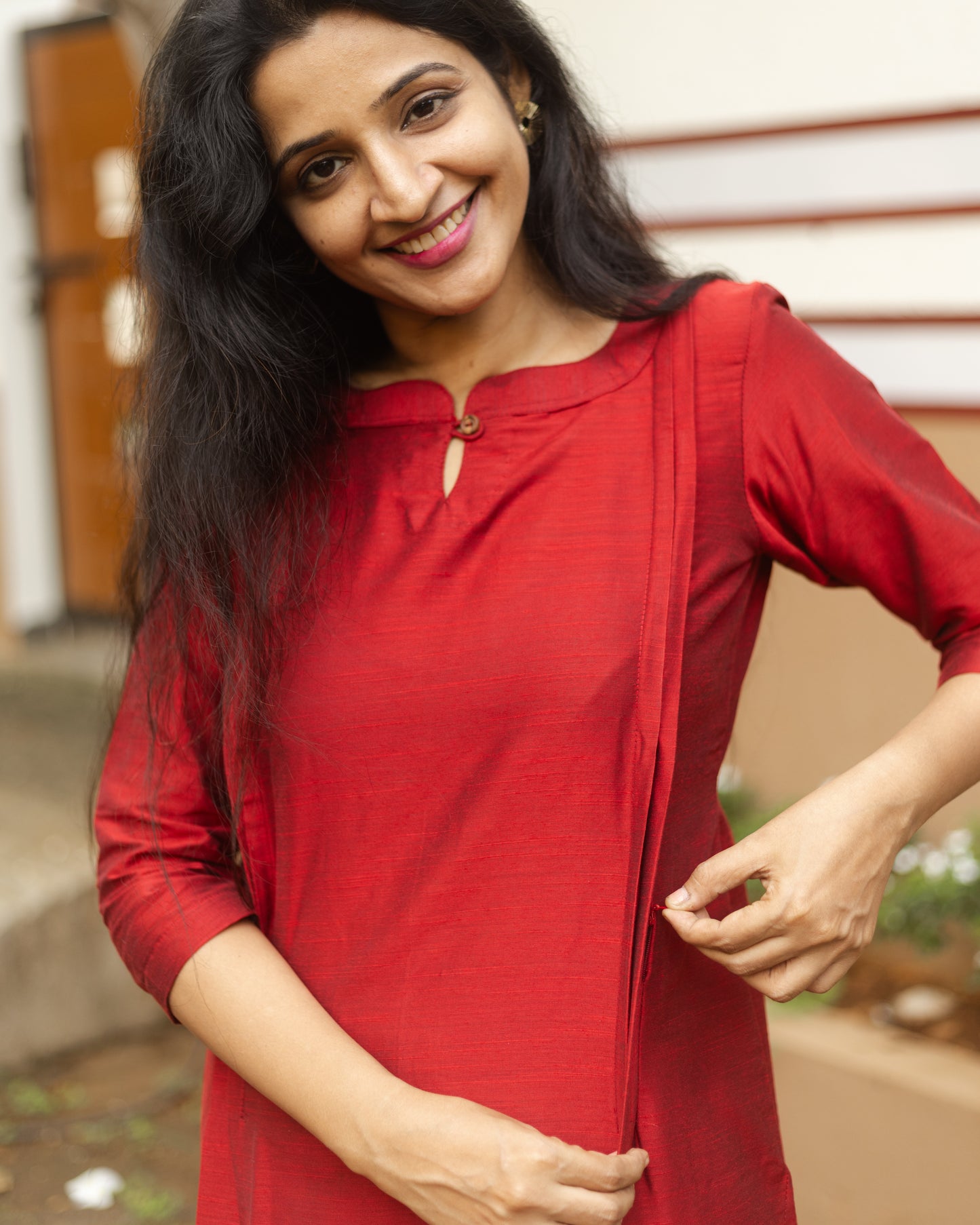 Arabhi - Raw Silk Feeding Kurti Set