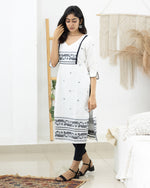 Load image into Gallery viewer, Basanti White Cotton Kurti - Nursing
