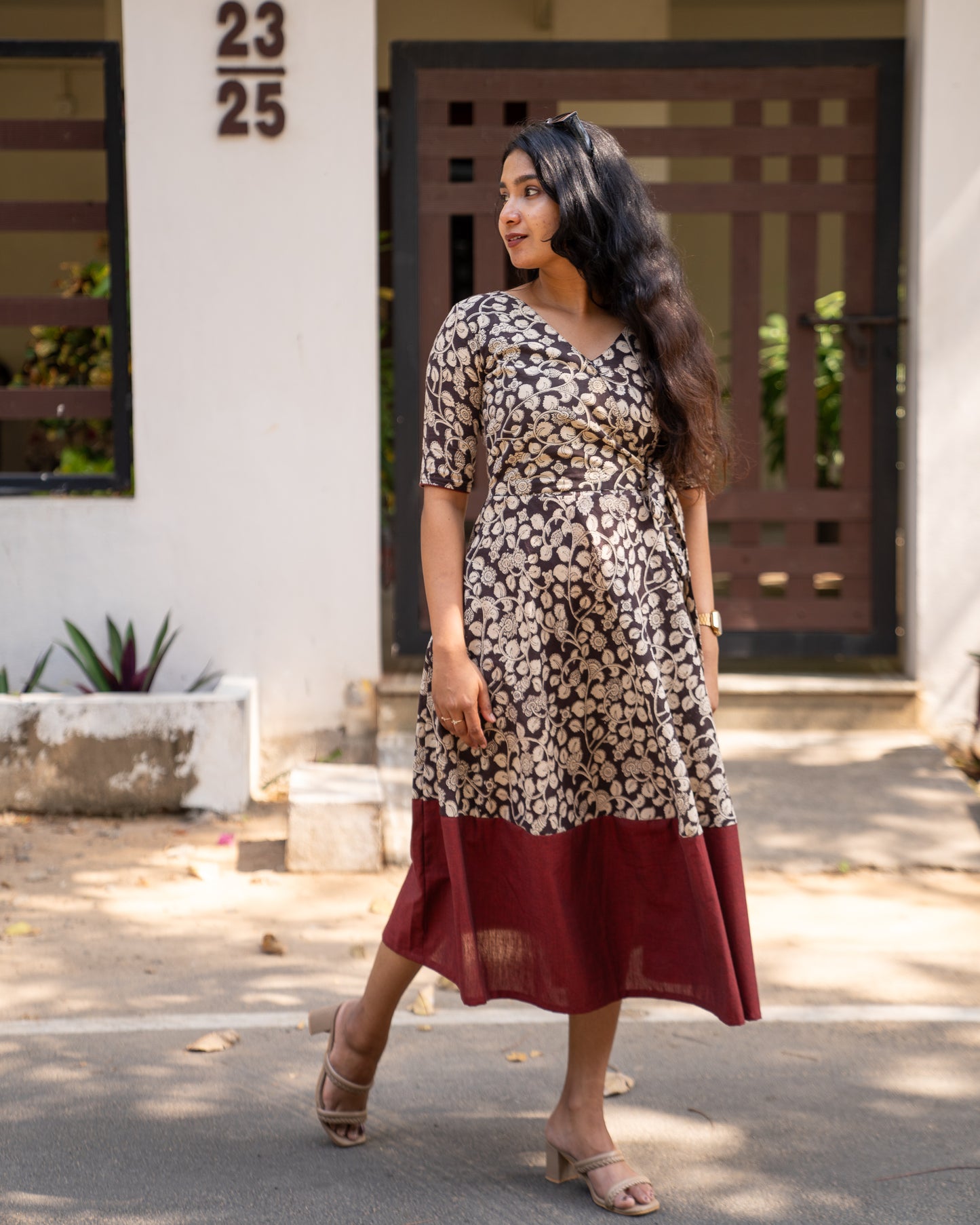 cotton maxi dress india, lightweight handloom cotton dress, sustainable cotton clothing india, eco friendly cotton dress, everyday cotton kurti, office wear cotton kurti, festive floral cotton dress, floral ikat cotton dress, pastel floral dress, elegant cotton dress for festivals, Feeding friendly , Affordable clothing, Chennai brands, Chennai clothing brands