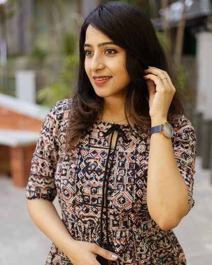 Black Pearl - Kalamkari Feeding Dress / Kurti