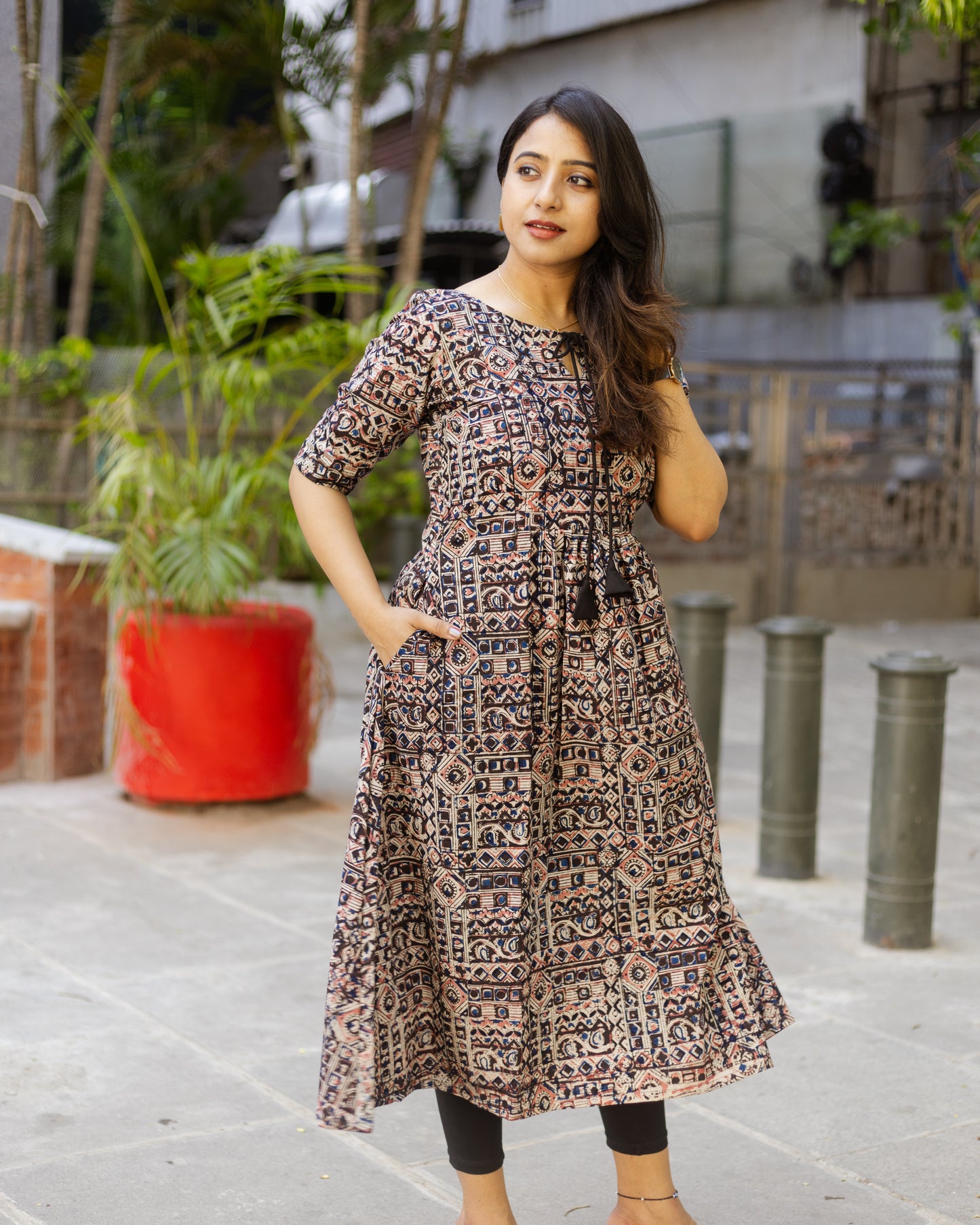 Black Pearl - Kalamkari Feeding Dress / Kurti