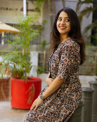 Black Pearl - Kalamkari Regular Dress / Kurti