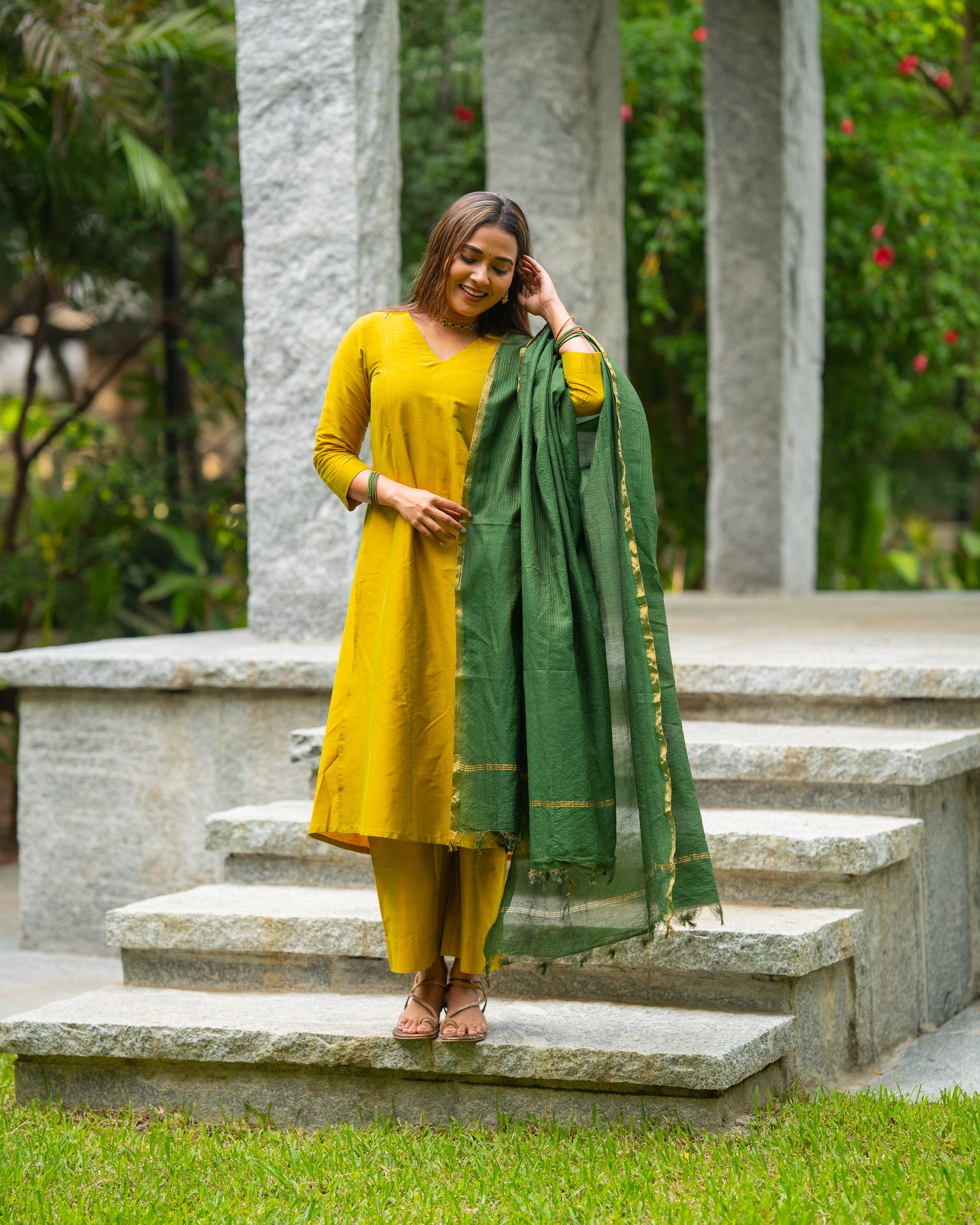 Dhana - Festive Silk Kurti set & Dupatta