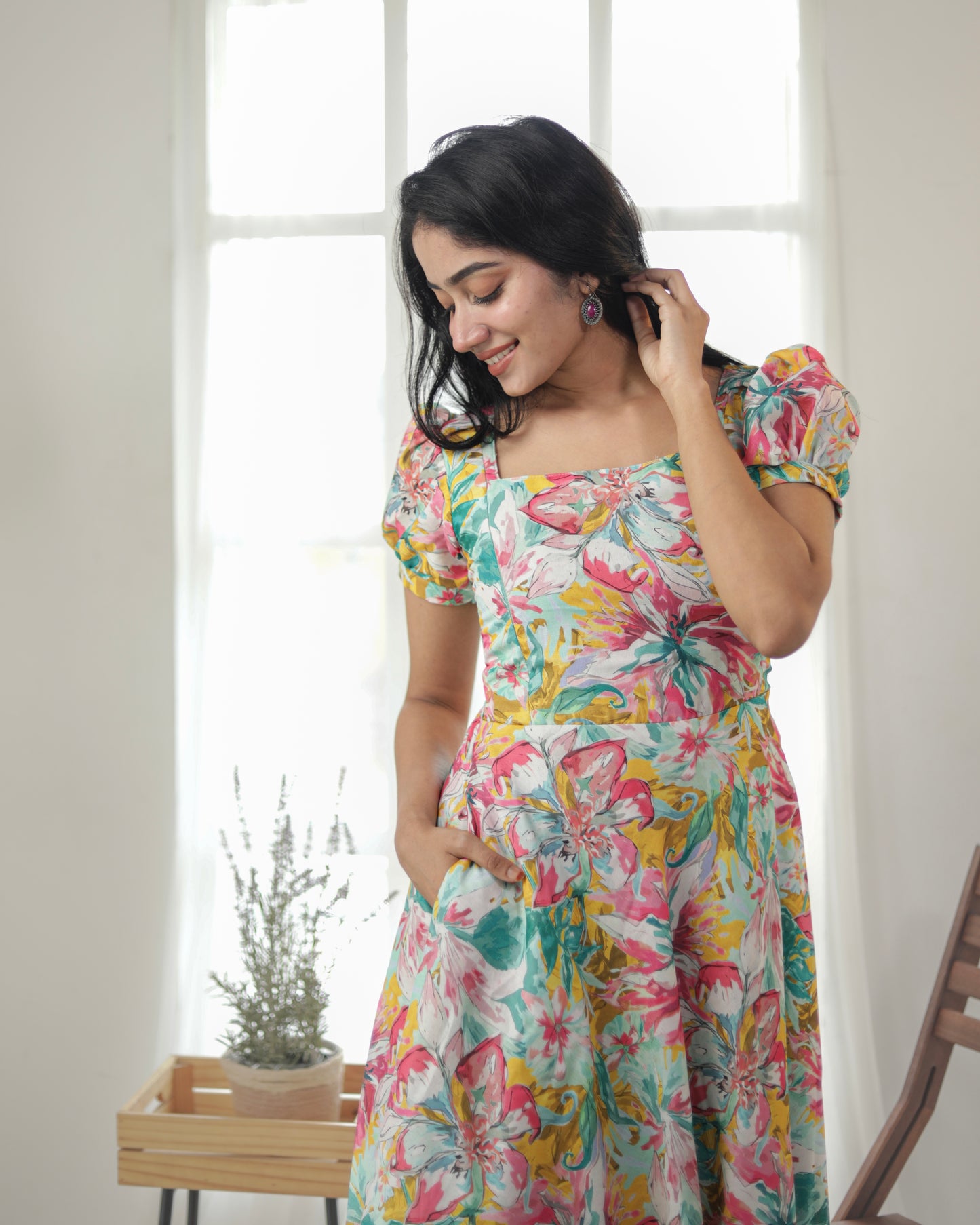 cotton floral dress, floral cotton dress for women, indian floral dress, south indian cotton dress, ikat dress, ikat cotton dress, ikat kurti, ikat cotton kurti, handwoven ikat dress, pochampally ikat kurti, mangalagiri cotton dress, mangalagiri cotton kurti, narayanpet cotton dress, narayanpet cotton kurti, chettinad cotton dress, chettinad cotton kurti, kalamkari cotton dress, kalamkari kurti, block print cotton dress, block print cotton kurti, handloom cotton dress, handloom cotton kurti, feeding dress, 