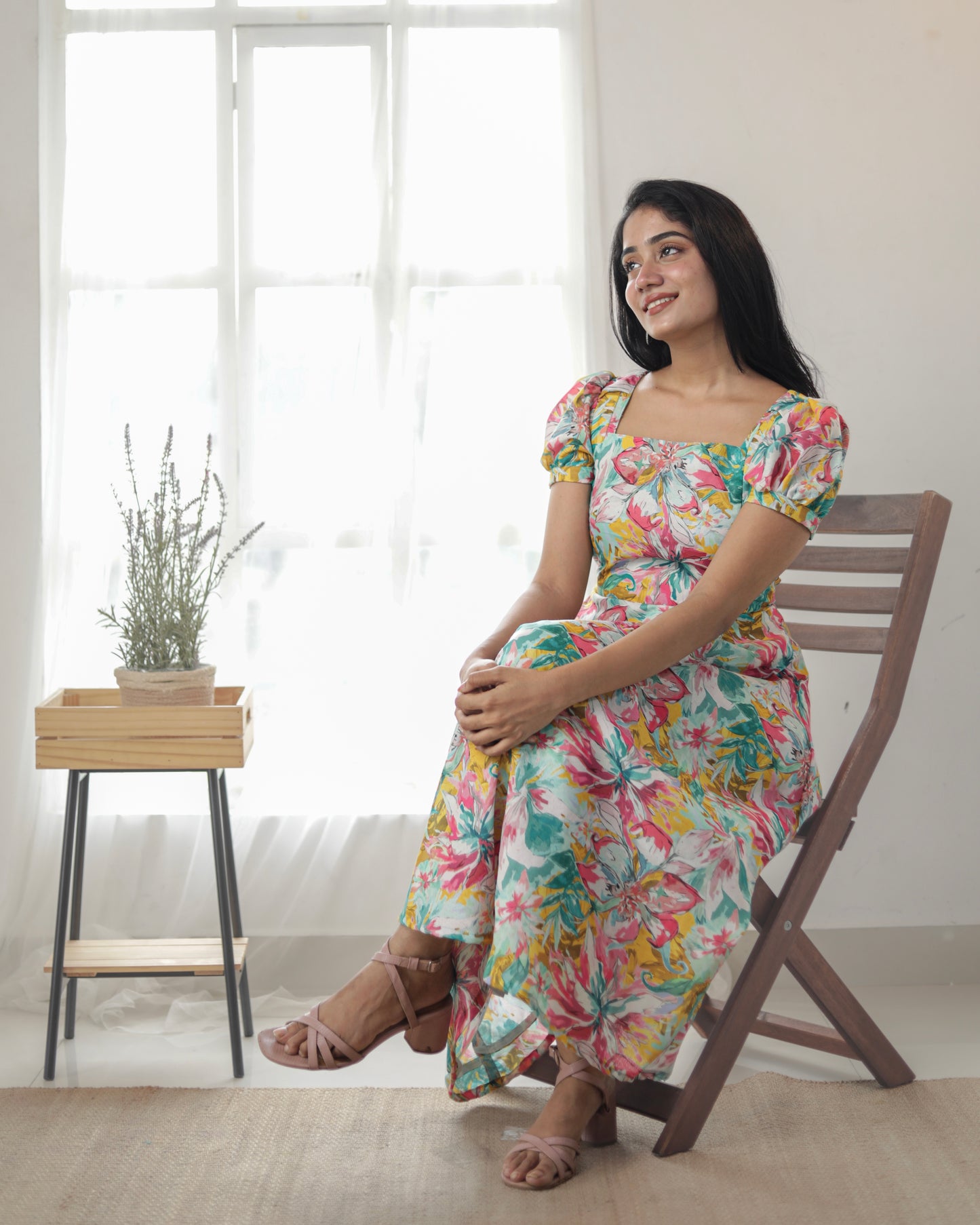 cotton maxi dress india, lightweight handloom cotton dress, sustainable cotton clothing india, eco friendly cotton dress, everyday cotton kurti, office wear cotton kurti, festive floral cotton dress, floral ikat cotton dress, pastel floral dress, elegant cotton dress for festivals, Feeding friendly , Affordable clothing, Chennai brands, Chennai clothing brands