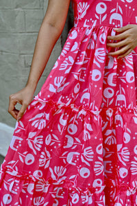 French Pink Cotton Frills Dress – Regular