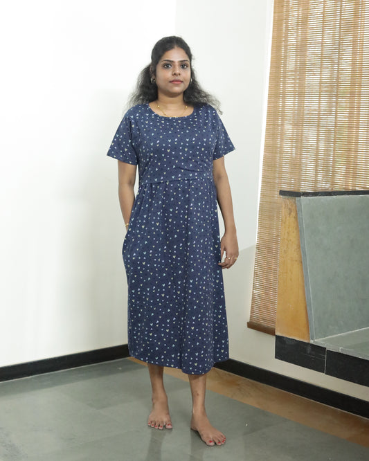 Blue Belle - Zipless Nursing Dress - Feeding