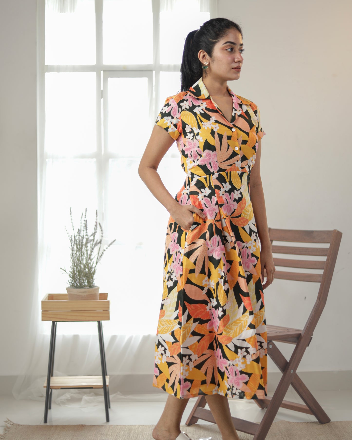 Island Green Cotton Dress - Feeding