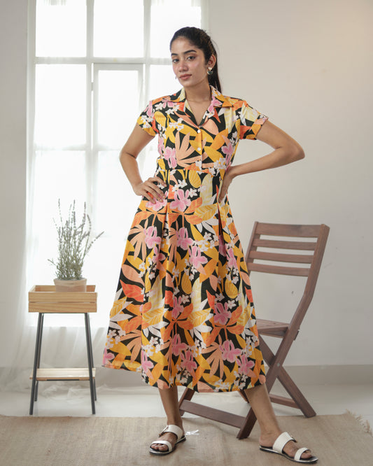 Island Green Cotton Dress - Feeding