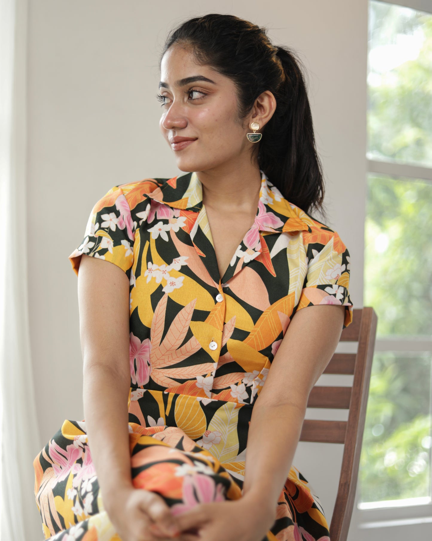 Island Green Cotton Dress - Feeding