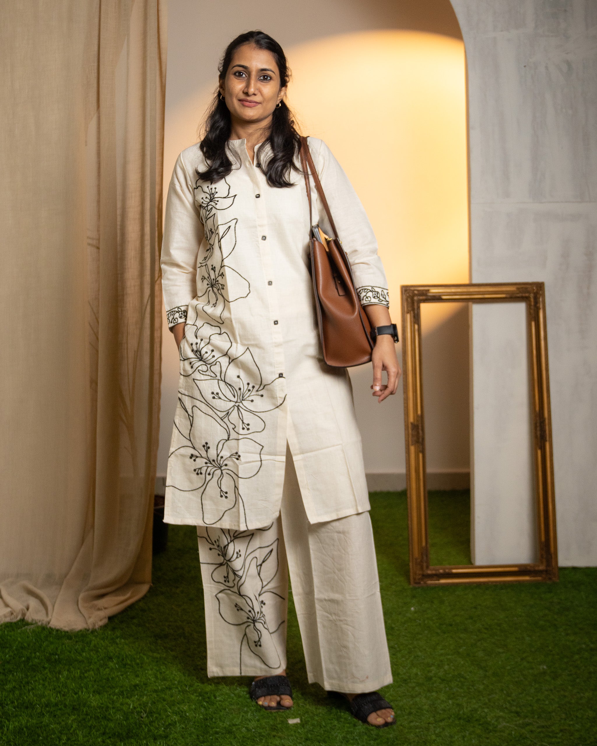 Ivory Bloom - Cotton Kurti / Co-ord set