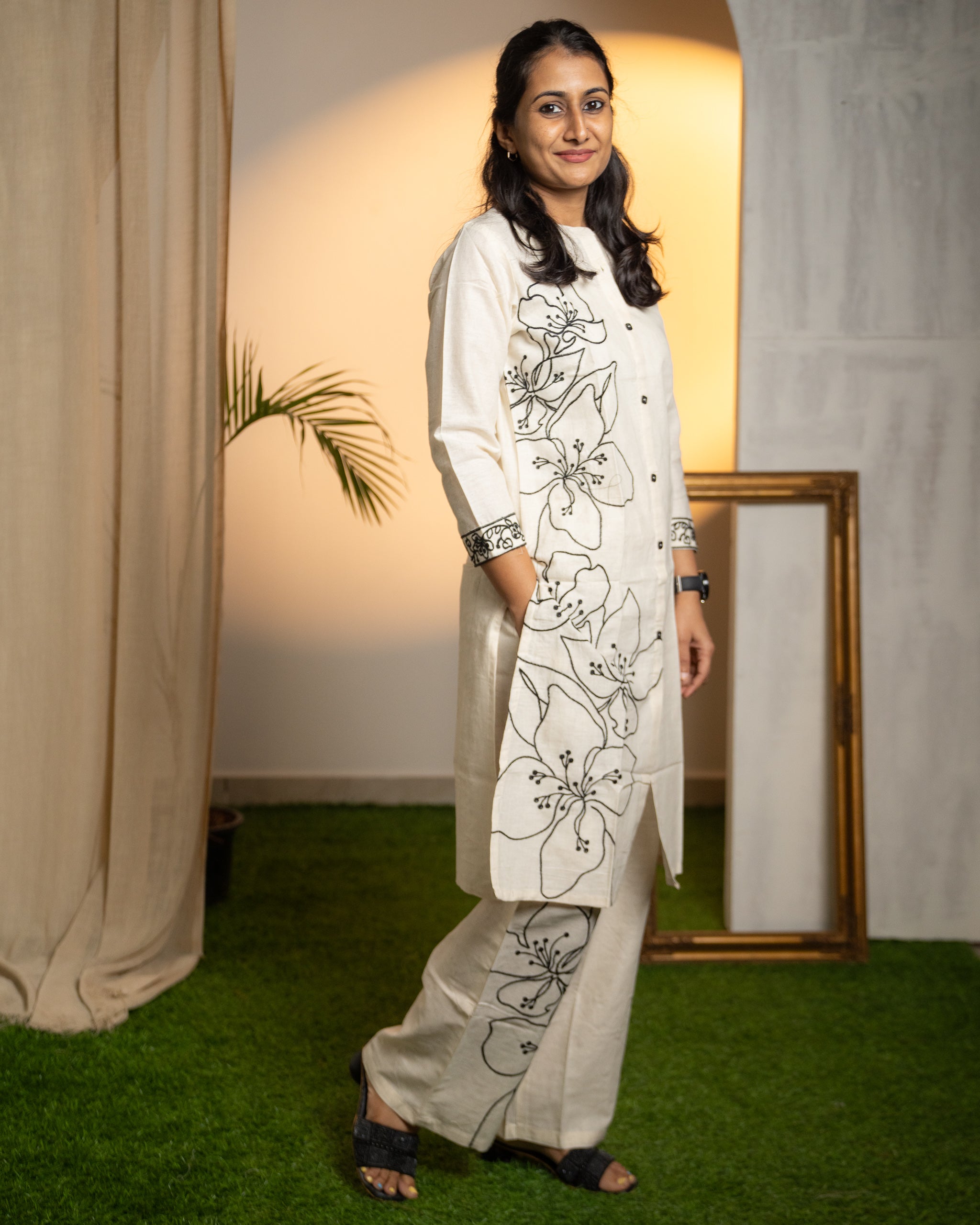 Ivory Bloom - Cotton Kurti / Co-ord set