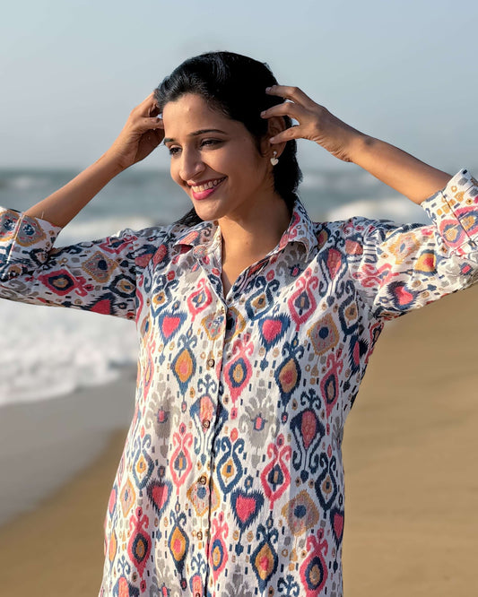 Ivory Glaze - Cotton Shirt Dress - Feeding & Regular