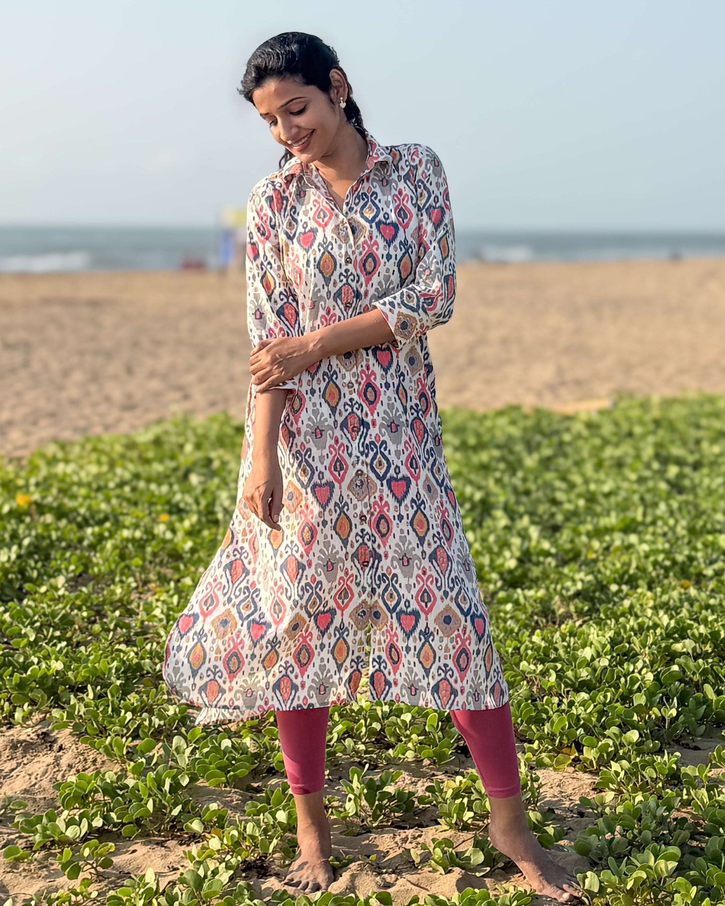 Ivory Glaze - Cotton Shirt Dress - Feeding & Regular