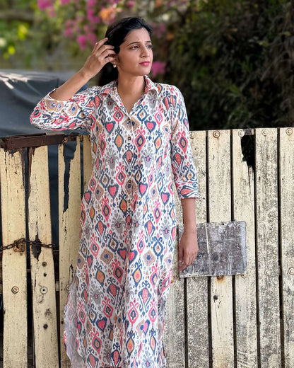 Ivory Glaze - Cotton Shirt Dress - Feeding & Regular