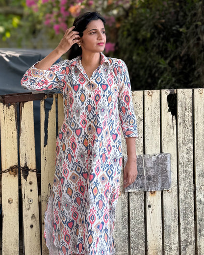 Ivory Glaze - Cotton Shirt Dress - Feeding & Regular
