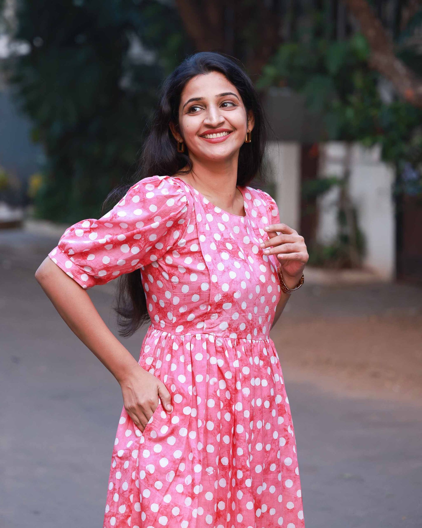 Kanmani : Pink Polka dress - Regular