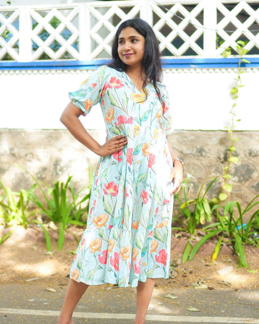 cotton floral dress, floral cotton dress for women, indian floral dress, south indian cotton dress, ikat dress, ikat cotton dress, ikat kurti, ikat cotton kurti, handwoven ikat dress, pochampally ikat kurti, mangalagiri cotton dress, mangalagiri cotton kurti, narayanpet cotton dress, narayanpet cotton kurti, chettinad cotton dress, chettinad cotton kurti, kalamkari cotton dress, kalamkari kurti, block print cotton dress, block print cotton kurti, handloom cotton dress, handloom cotton kurti, feeding dress, 